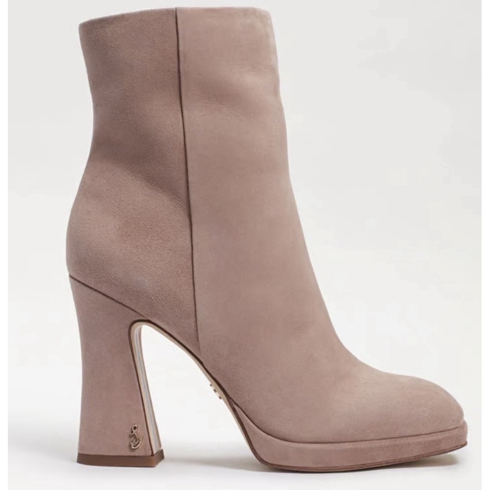 SAM EDELMAN JAYE Women's Suede Mid Calf Ankle Boots Cashmere Suede Size 8.5